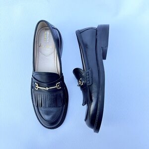 Sam Edelman Black Loafers with Gold Accent